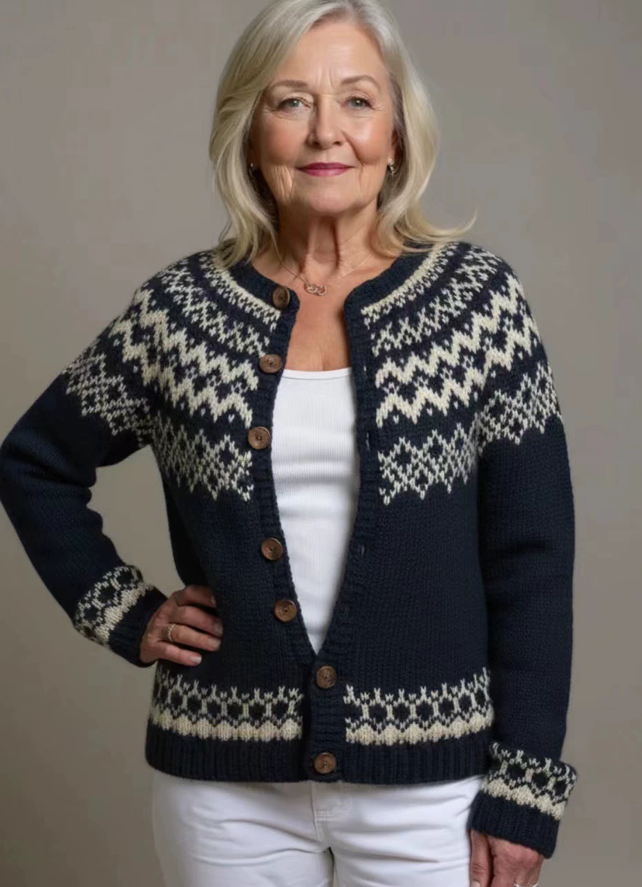 Этно- knitted sweater, cardigan, jacket, city style, European style, ethnic style, wish