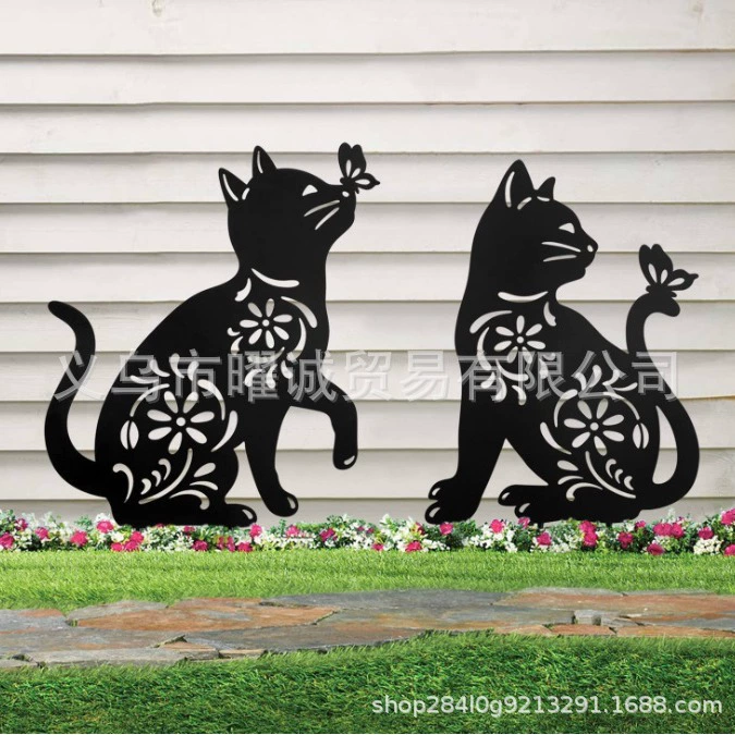 Трансграничные новые украшения сада Металл Черный кот Кола сад животных статуя шаблон Животных искусство газон силуэт