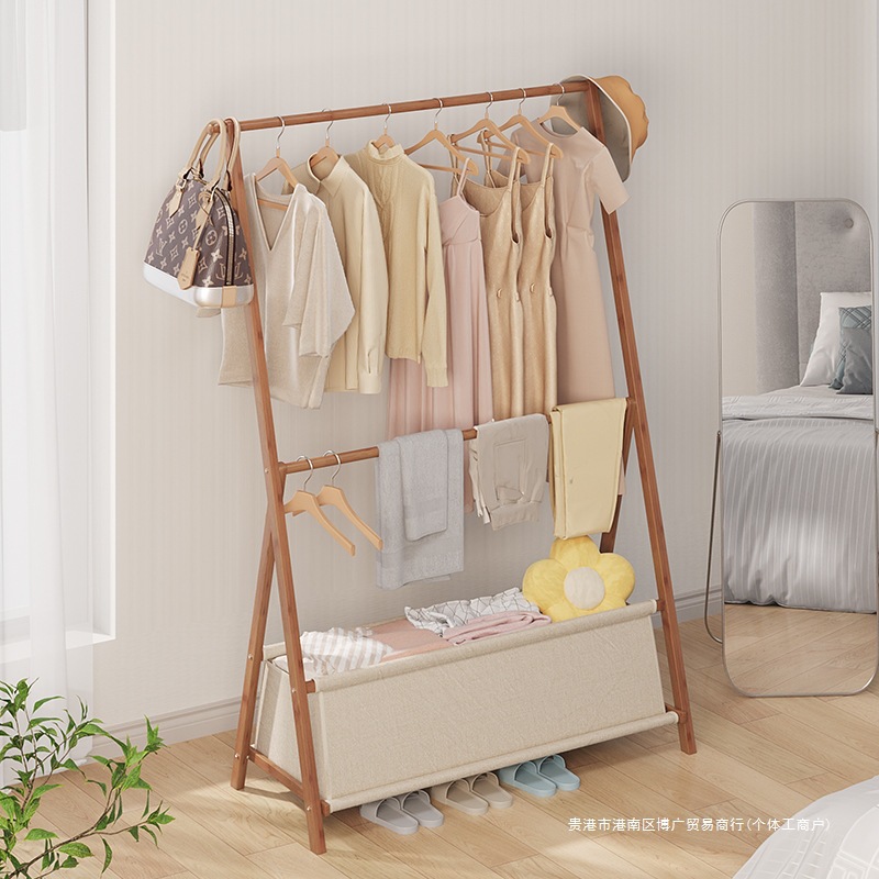 衣架落地卧室衣帽架家用室内双杆式晾衣架简易多功能收纳挂衣服架