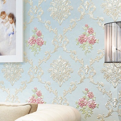 European style wallpaper autohesion Non-woven fabric thickening wallpaper environmental protection bedroom a living room three-dimensional Warm Wall Stickers One piece On behalf of