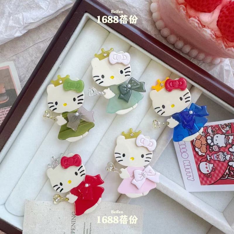 可爱仙女棒Kitty猫醋酸发夹甜美少女心刘海侧边夹儿童碎发鸭嘴夹|undefined