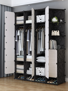 Simple Wardrobe Assembly Solid Wood Grain Wardrobe Combination Storage Plastic Fabric Steel Frame Storage Simple Modern Economical
