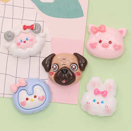 可爱小兔小猪企鹅 diy奶油胶手机壳发饰水杯贴 树脂饰品配件批发