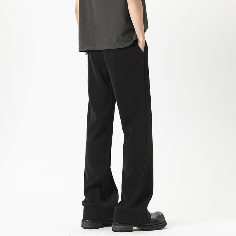 American-style Casual Black Drapey Plus-size Men's Trousers, 2025 Summer Cleanfit Loose Slimming Slightly Flared_voghion.com