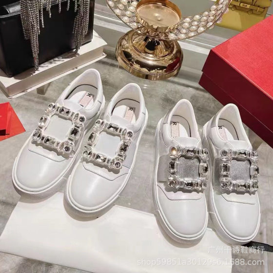 High Version Correct Version Square Buckle Rhinestone White Shoes Women's Thick Sole Lefu Casual Interior Height Increasing Slimming Student sneaker