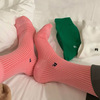 中筒袜子女春秋季ins潮网红款堆堆袜运动外穿长袜韩国日系粉色袜