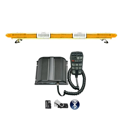 Car LED Roof Long Row Warning Light Strobe Light 1.8m + Dual Horns + Bluetooth MP3 Siren 286R9