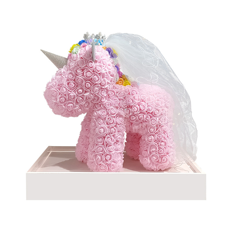 Qixi regalo del Día de San Valentín Eternal Rose unicornio para la novia de cumpleaños flor artificial creativo pequeño regalo al por mayor
