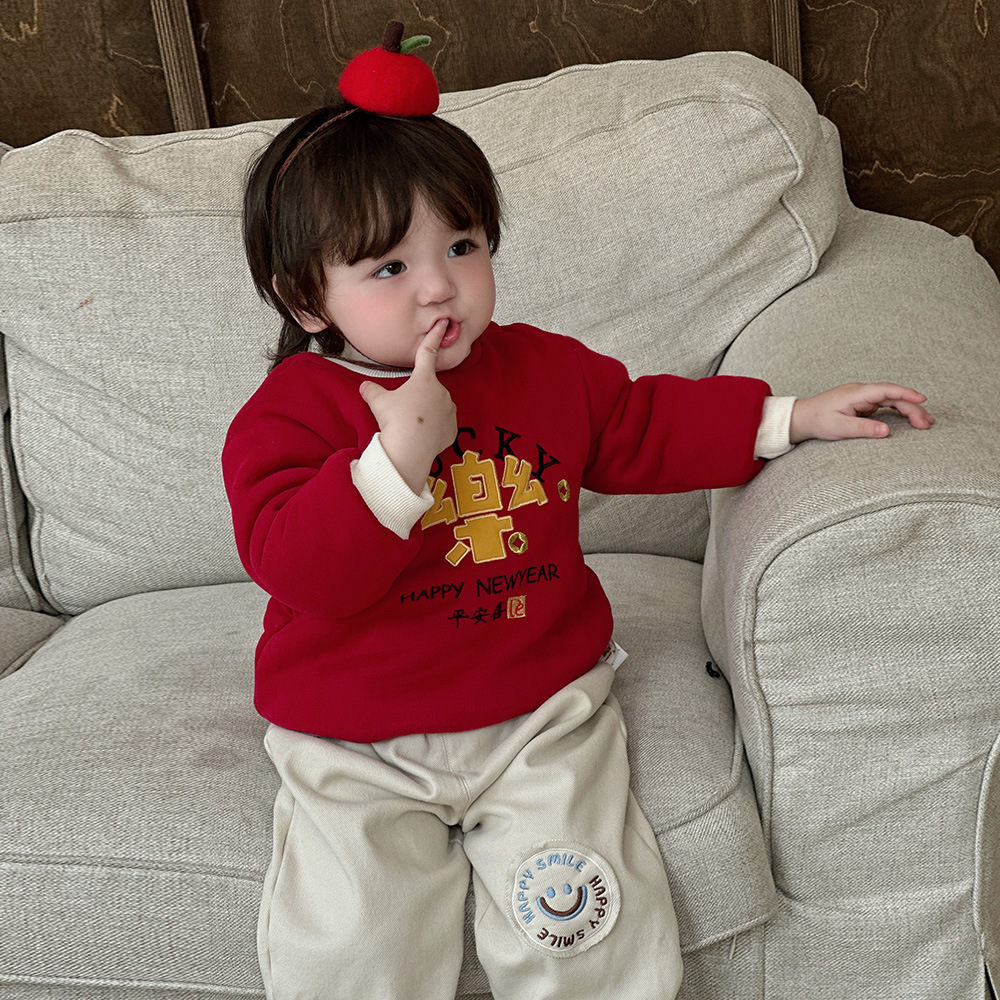 2024 nuevo estilo de invierno bebé gas extranjero seguro y rico bebé grueso cálido cómodo y suave traje de suéter de salida