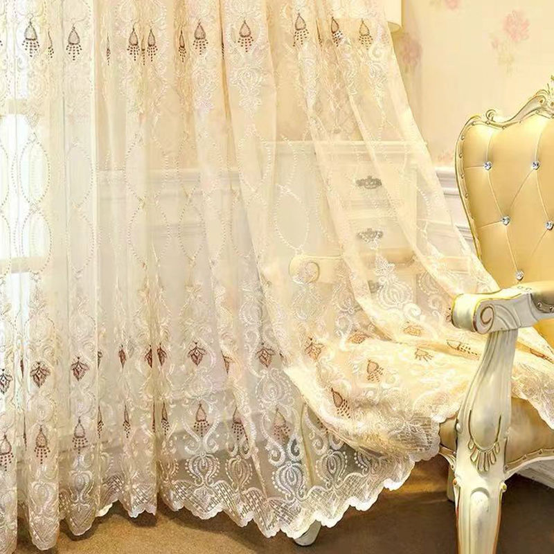 Net curtains high-grade European style Embroidery Window screening a living room Shalian Translucency balcony bedroom Luxurious household Window screening Shalian