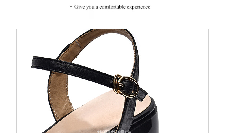 Sandal quai ngang da cừu mềm gót dày 9 cm — Màu đen chi tiết 16