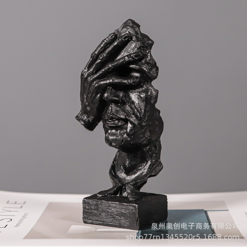 Arte abstracto sala de estar lujosa decoración de oficina silenciosa es escultura de oro portail armario decoración de escritorio para el hogar