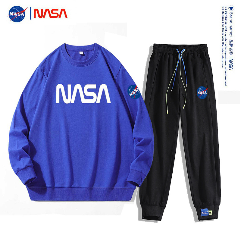 NASA休闲运动套装男女秋冬季卫衣长裤子潮牌ins情侣T恤卫裤两件套
