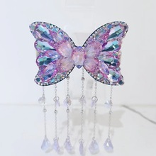 涵筱原创水晶蝴蝶结流苏弹簧夹气质百搭女士后脑勺发夹发饰顶夹