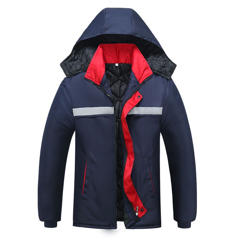 Chaqueta acolchada de algodón de invierno para hombre engrosada a prueba de frío chaqueta de rayas reflectantes cálida capa acolchada de algodón protección laboral al aire libre sitio de almacenamiento en frío soldadura chaqueta acolchada de algodón