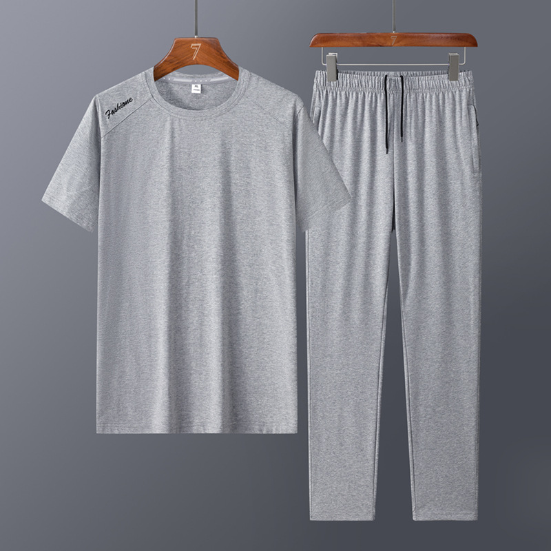 Trajes deportivos de algodón transfronterizos de mediana edad para hombres de verano delgado de mediana edad para padres de verano para correr ropa deportiva casual