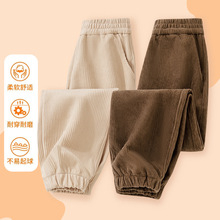 女童裤子春秋款新款中大童洋气灯芯绒长裤儿童运动卫裤印花底版潮