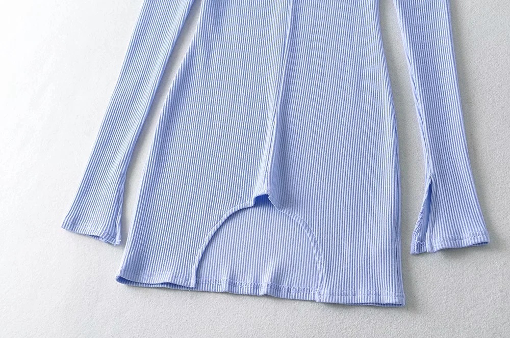 slim stretch V-neck front split sexy dress NSAC38413