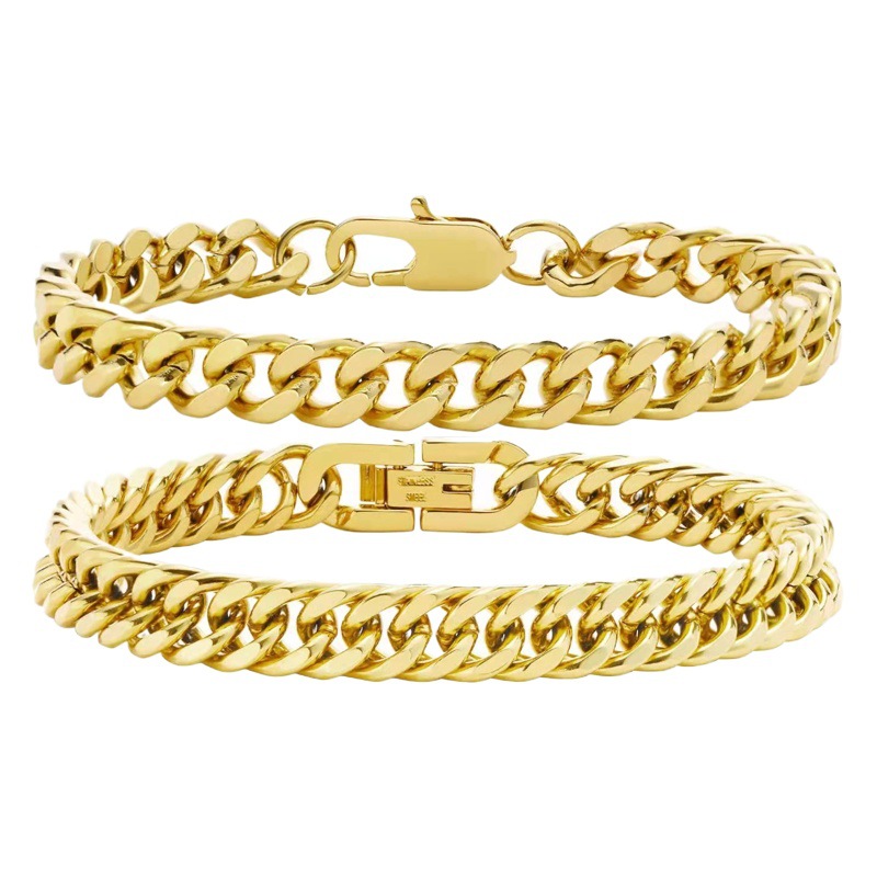 European and American stainless steel Cuban bracelet Figaro combination suit fashion gold-plated personality all-match titanium steel men and women bracelet