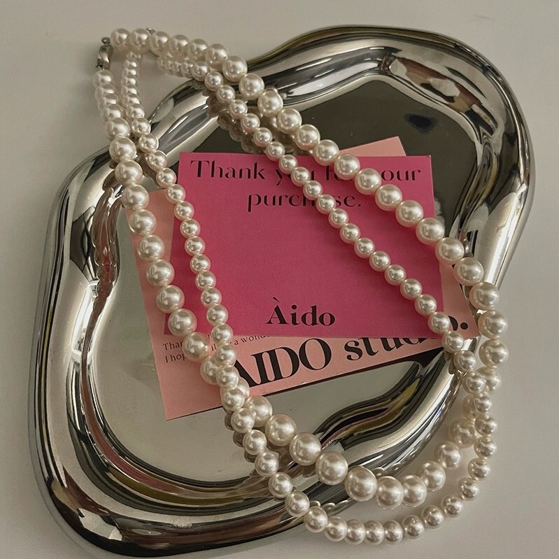 Ins blogger Korean fever with high-end female summer retro shi home round pearl shell necklace clavicle chain