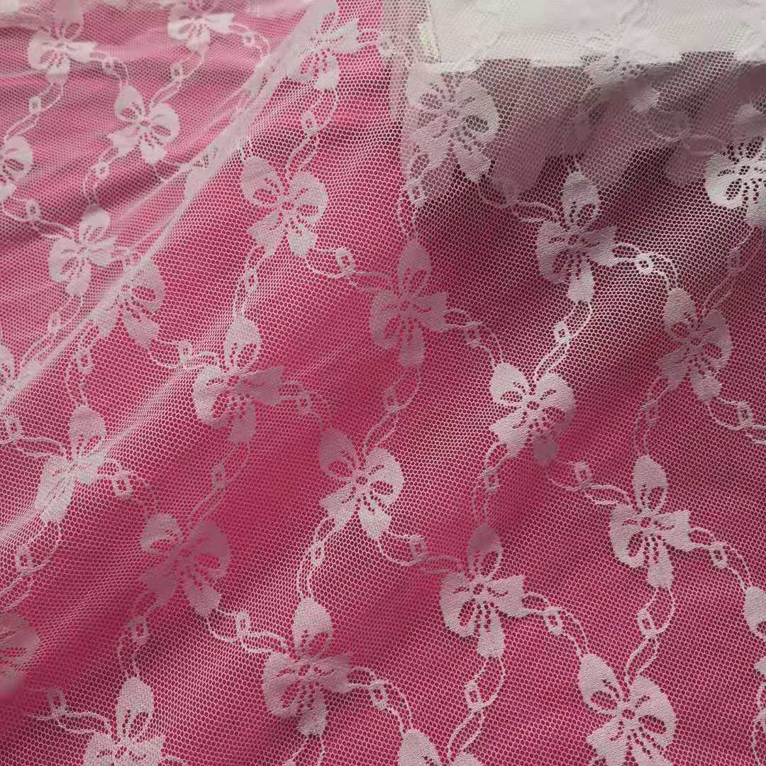 【厂家批发】好品质透薄锦氨弹力蝴蝶花提花网布  柔软亲肤 现货