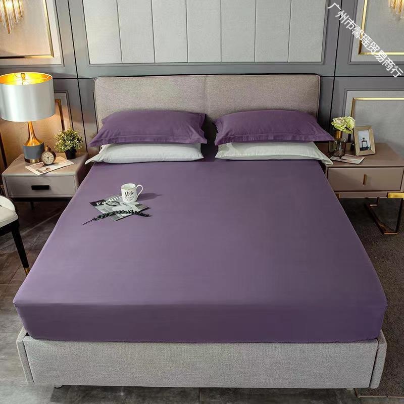 Solid Color Brushed Cotton Fitted Sheet Three-Piece Set, Thickened Cotton Bed Cover, Dustproof Protector for Simmons, Fully Wrapped Anti-Slip