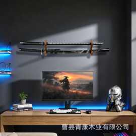 跨境木制剑架壁挂式枪架墙面弓箭实木房间壁挂式装饰收纳陈列架