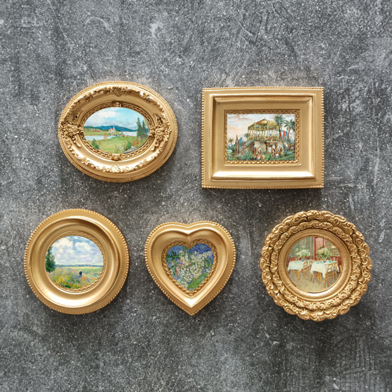 European-style Retro Gold Resin Small Photo Frame Wall Photo Wall Creative Art Simple American Pastoral Style Ornaments