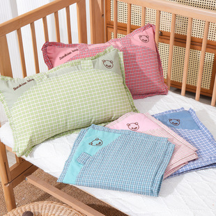 Class A ins South Korea Washed Cotton Pillowcase Cotton Children's Kindergarten Pillowcase Student Cartoon Single Pillowcase