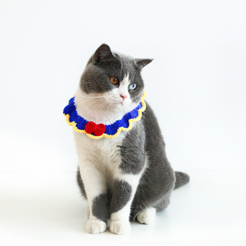 El hilo de lana ajustable arco hermosa chica gatito perro esbajo esbajo mascota de punto collar de Navidad