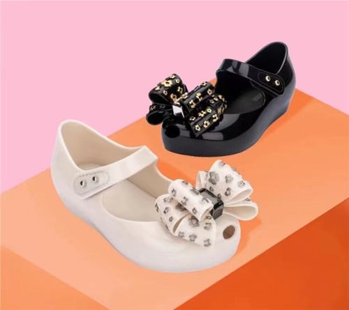 Brazilian Melissa 2024 new summer children's sandals bow princess shoes fish mouth girls soft bottom jelly shoes