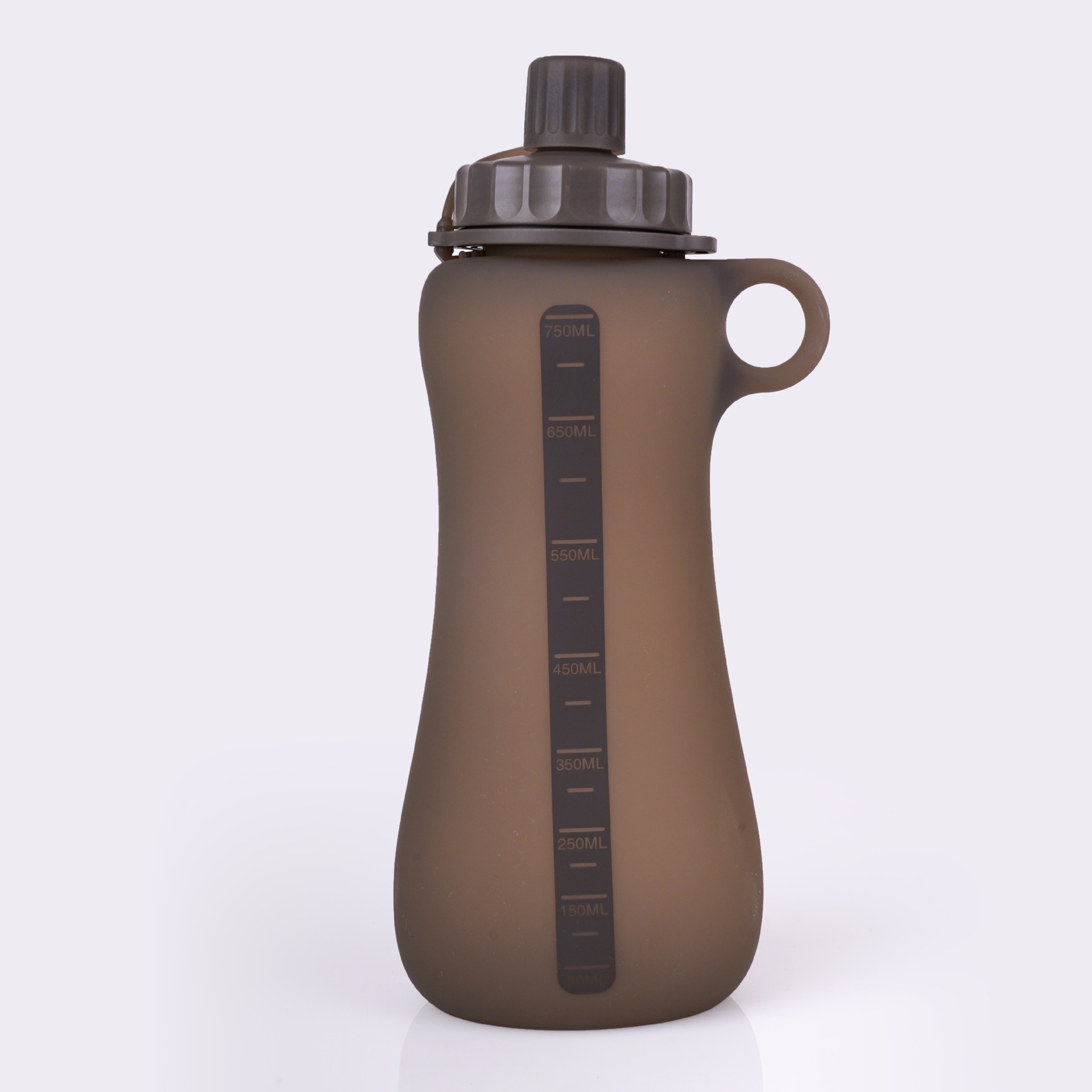 Botella de agua de silicona deportiva al aire libre de gran capacidad de 750ml de montaña de viaje en bicicleta taza de agua recta con botella de almacenamiento de agua de mano