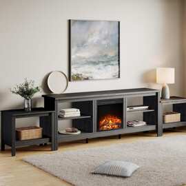 亚马逊跨境电视柜客厅家用落地式矮柜可带暖炉灯饰边柜柜子定制