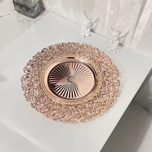 Western food plate wedding color wedding hotel party metallic electroplating decorative plastic plate chargerplate