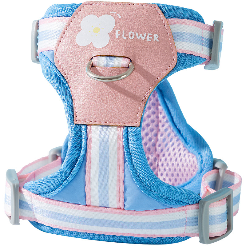 Four Seasons General Dog Outing Colorful Little Flower Rayas Correa en el pecho Chaleco de gato Cuerda de tracción para mascotas