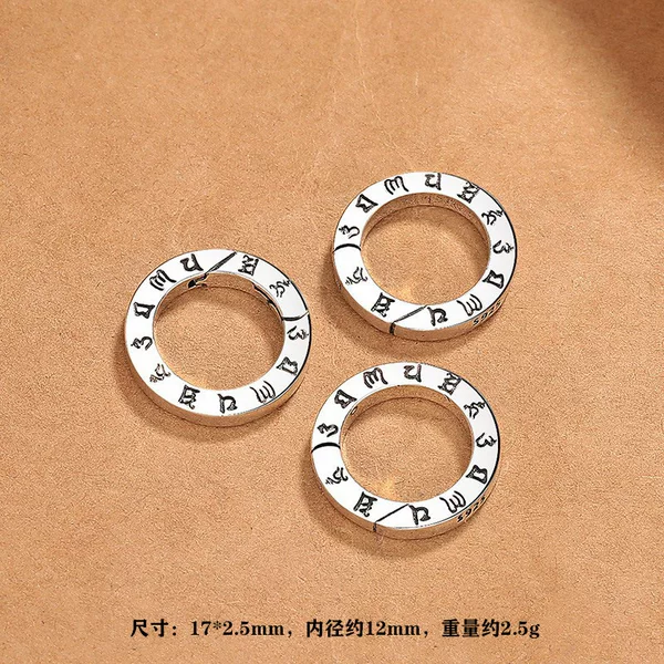 Retro ethnic style six-character truth buckle spring buckle ring Taiyin 925 personalized fashion necklace DIY accessories