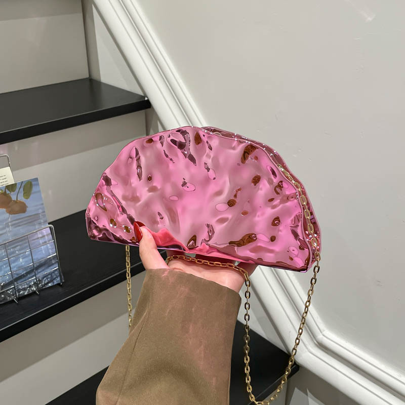 2025 New European & American Cross-Border Irregular Glossy Acrylic Dumpling Women's Fan-Shaped Evening Bag Handheld Crossbody Bag - Thumbnail 3