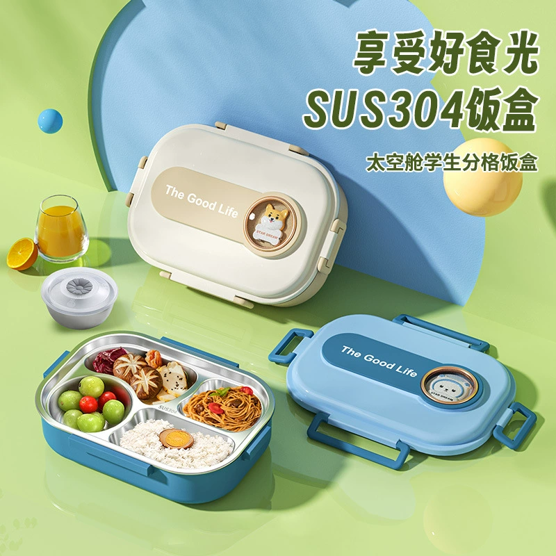 Cartoon cute handheld lunch box stainless steel for elementary school students