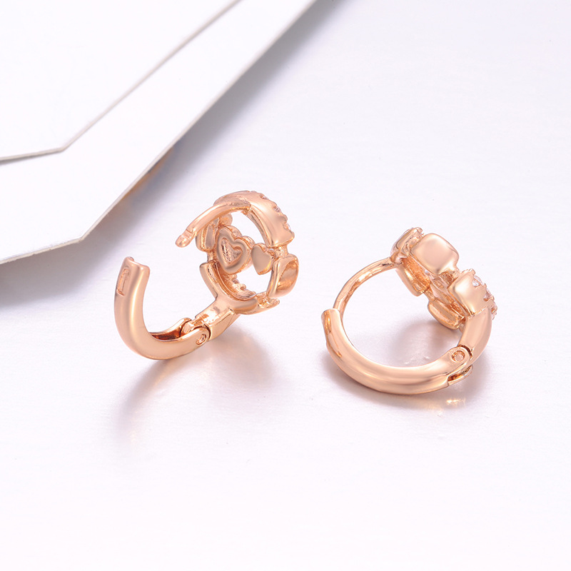 Arracadas con Corazón Calado de Aleación de Cobre, Estilo Retro, para Mujer