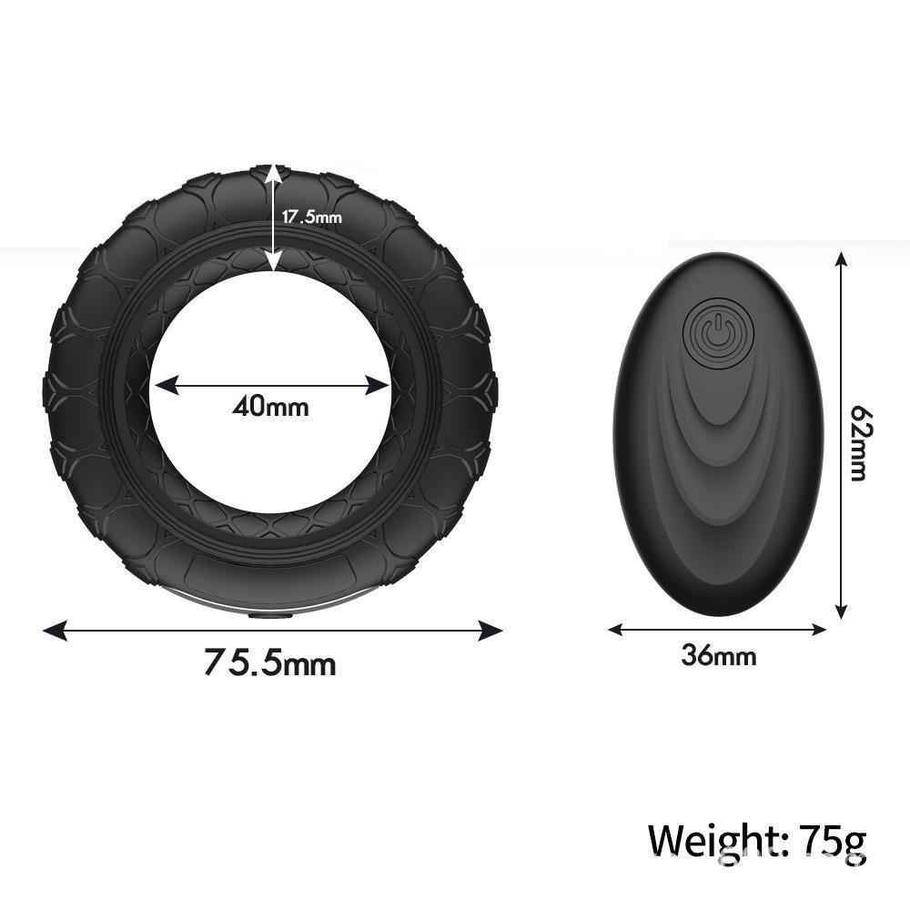 Remote-Controlled Vibrating Locking Ring Silicone Rechargeable Delay Ring for Men — detail image 5