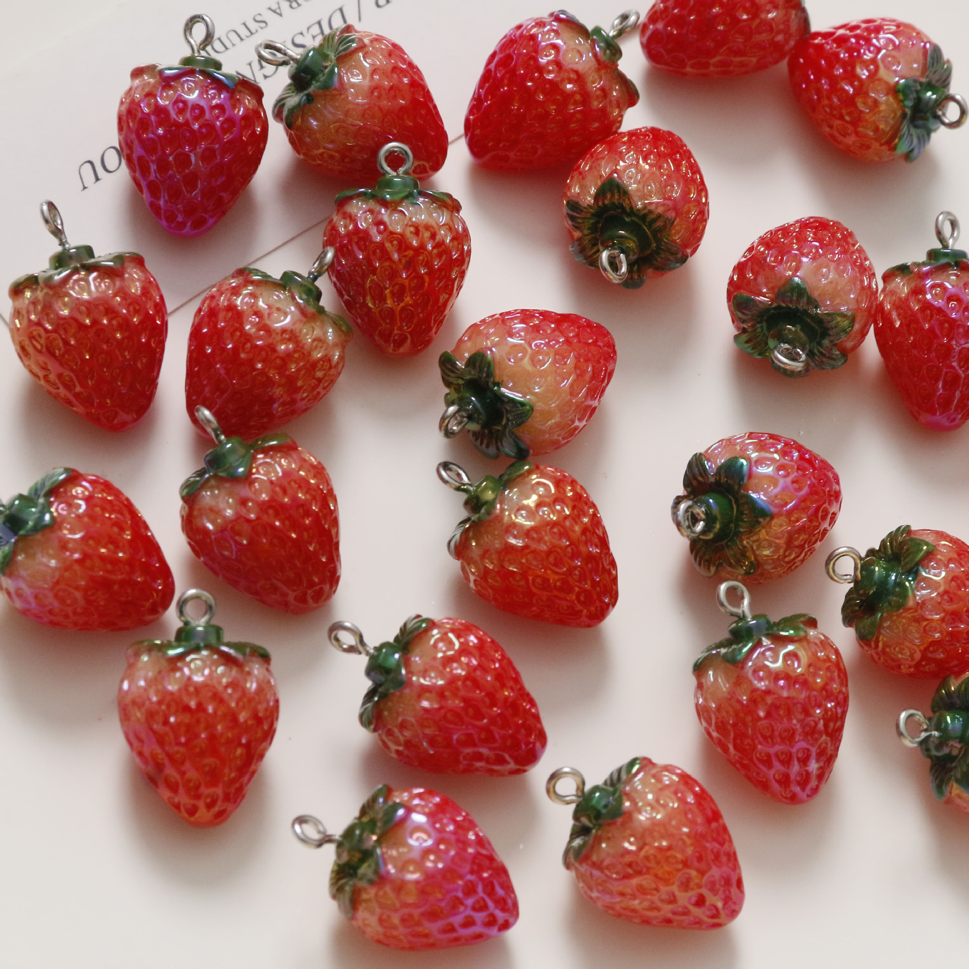6g Weight Pendant Jewelry Making Type 24*15mm Jewelry Making Size DIY Jewelry Accessories Classification 1 Piece Quantity Resin Material Strawberry Pattern Plating Design Cute, Sweet Style 1 Piece 24*15mm Resin Strawberry Pendant 3