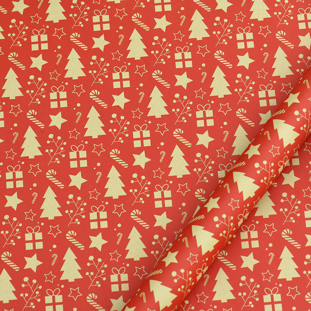 Amazon Navidad Vintage papel de regalo de papel Kraft Santa Claus árbol de Navidad de dibujos animados de papel de regalo