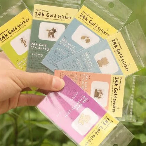 Мультяшный 24K позолоченный мобильный телефон анти-радиационная наклейка компьютерная наклейка консилер наклейка стерео мобильный телефон наклейка декоративная наклейка