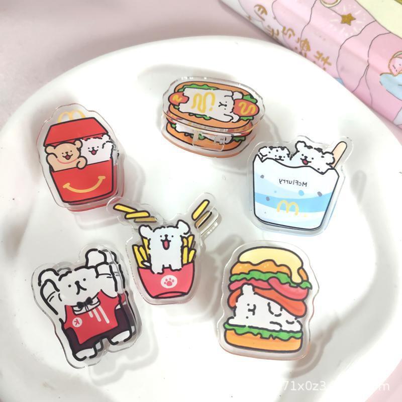 透明アクリルppクリップライン子犬ポテトチップスハンバーガー漫画クリエイティブクリップ試巻クリップ便箋クリップ|undefined