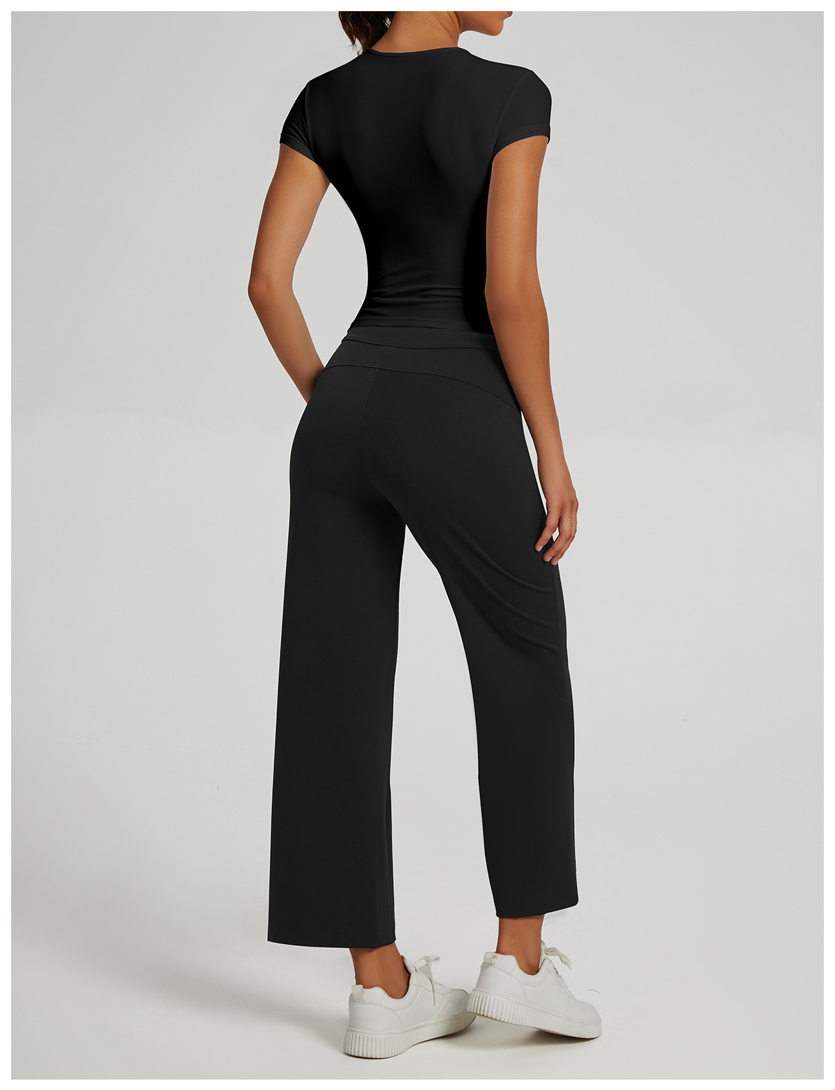 Quick Drying Solid Color T-Shirt Short Sleeved Fitness Top For Yoga Outdoor Running European American Style Tight Fitting Sports Wear_voghion.com