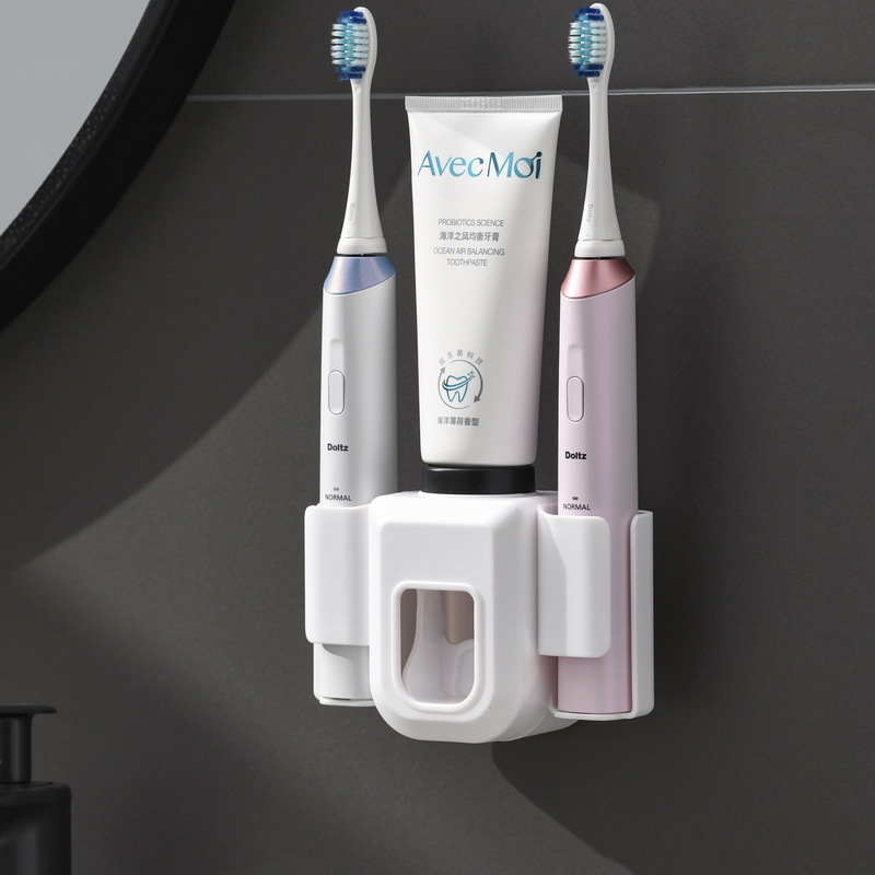電動歯ブラシホルダーカップル歯ブラシ掛け怠け者自動歯磨き粉器トイレ壁掛け穴なし歯磨き粉ホルダー|undefined