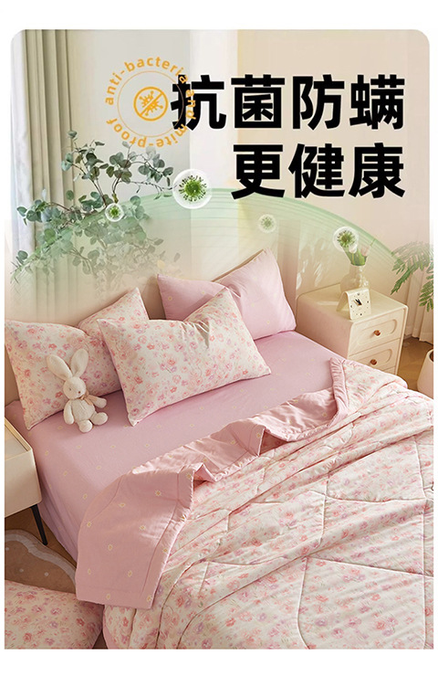 Klasse-A 100% Baumwolle Sommerkühler Quilt aus Xinjiang-Baumwolle Sommerbettset vierteilig maschinenwaschbar Sommer-Klimaanlage Quilt dünne Bettdecke 3