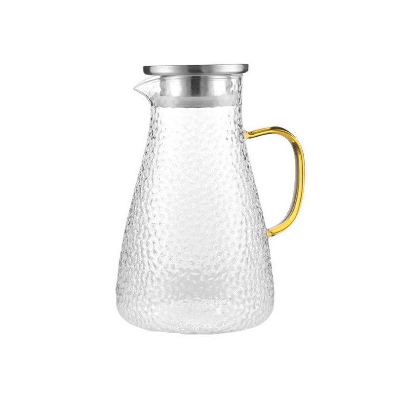 Traje de hervidor de vidrio martillado grueso de borosilicato al por mayor resistente al frío resistente al calor hogar calentado hervidor de agua frío de gran capacidad