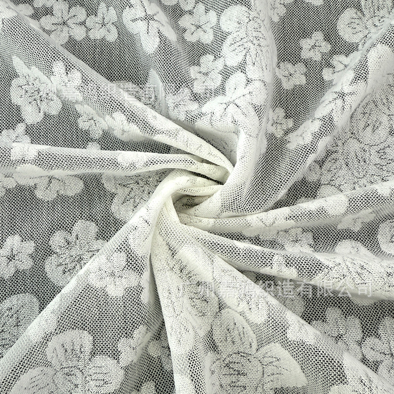 Tejido de encaje elástico de poliamonio tamaño de tela jacquard de ciruela tela de ropa de mujer blusa tela camisa