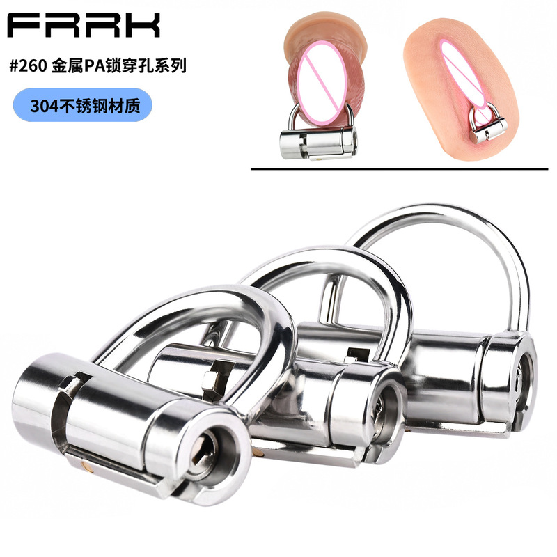 Frrk-260 Stainless Steel Pa Lock Puncture Cb Ring Padlock Metal Anti-Theft Anti-Pry Waterproof Lock Adult Fun Men